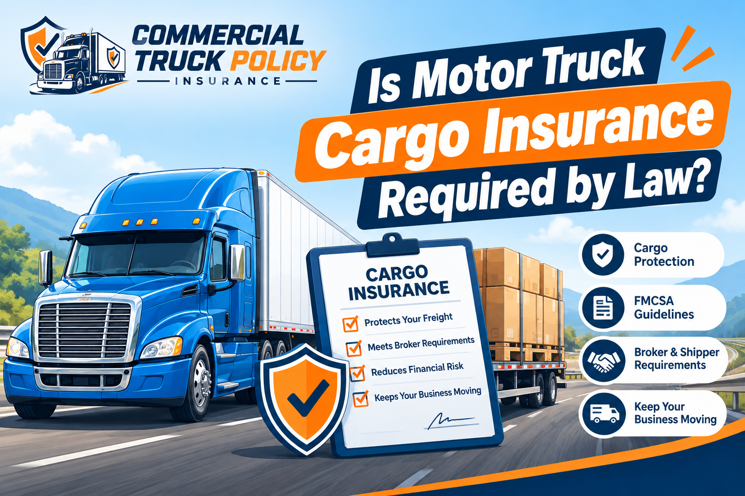 Is motor truck cargo insurance required by law for trucking companies?