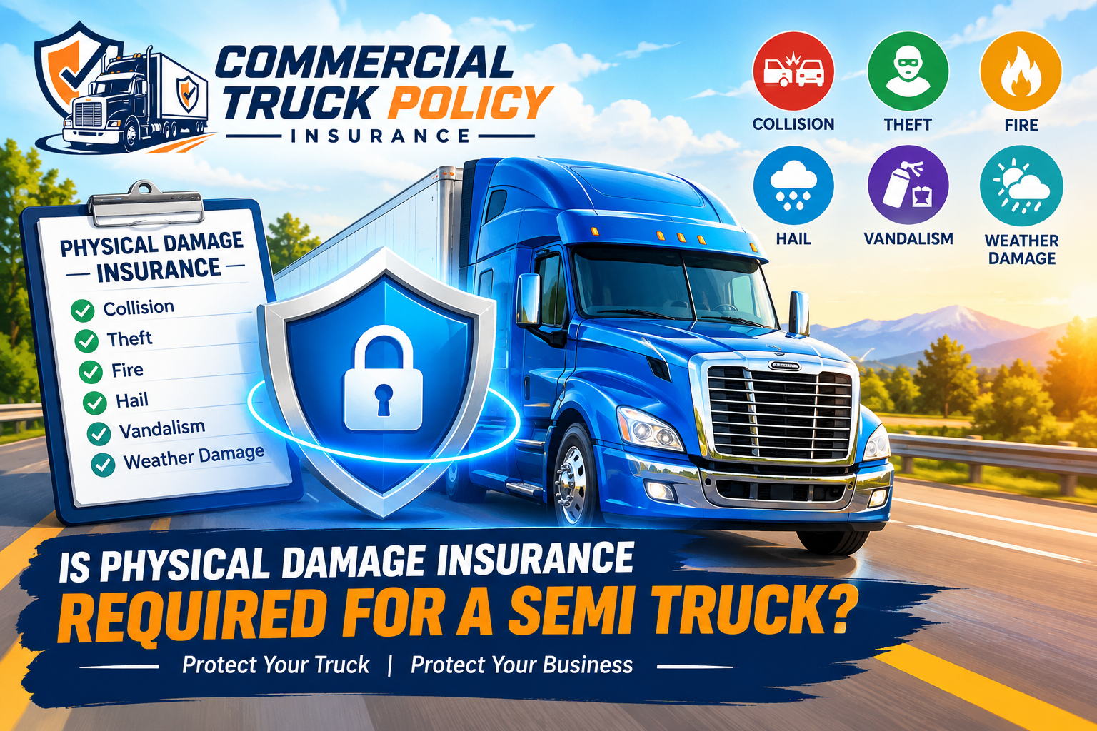Semi truck physical damage insurance protection